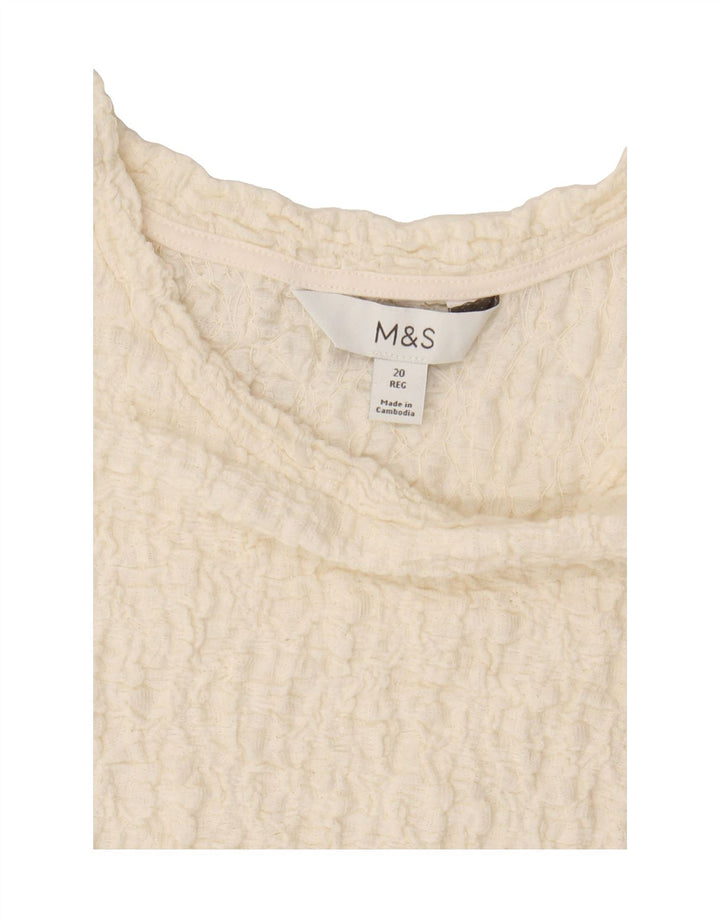 MARKS & SPENCER Womens Blouse Top UK 20 2XL White Cotton Vintage Marks & Spencer and Second-Hand Marks & Spencer from Messina Hembry 