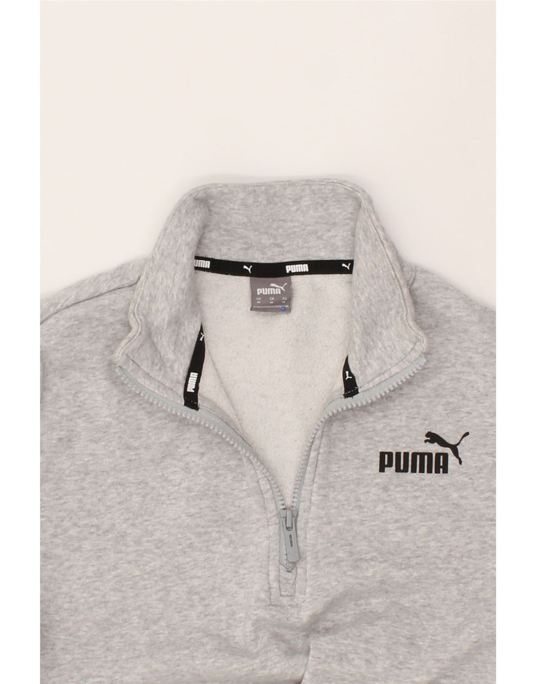 PUMA Womens Zip Neck Sweatshirt Jumper UK 14 Medium Grey Cotton Vintage Puma and Second-Hand Puma from Messina Hembry 