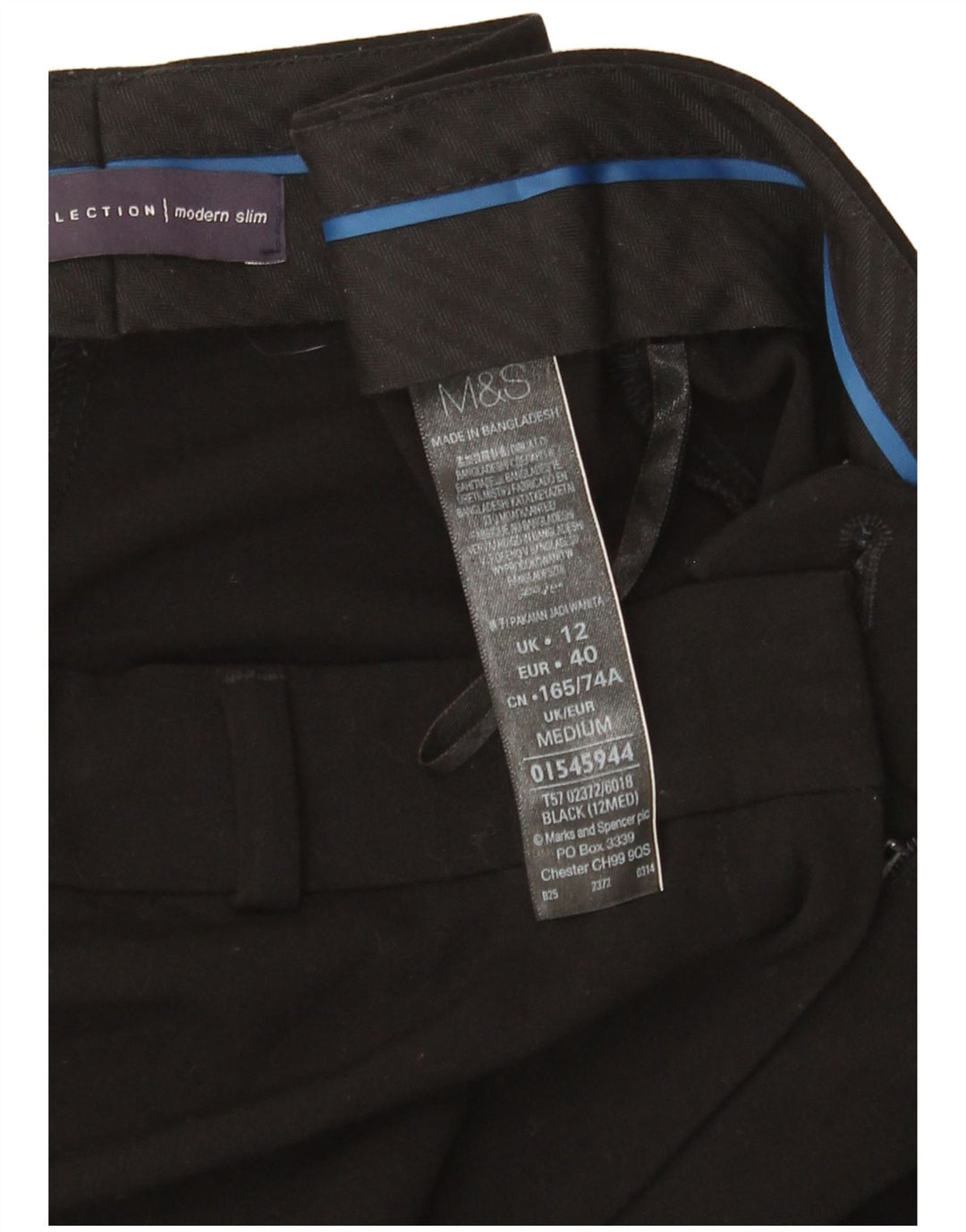 Marks & Spencer Dame Slim Chino Bukser UK 12 Medium W32 L29 Sort