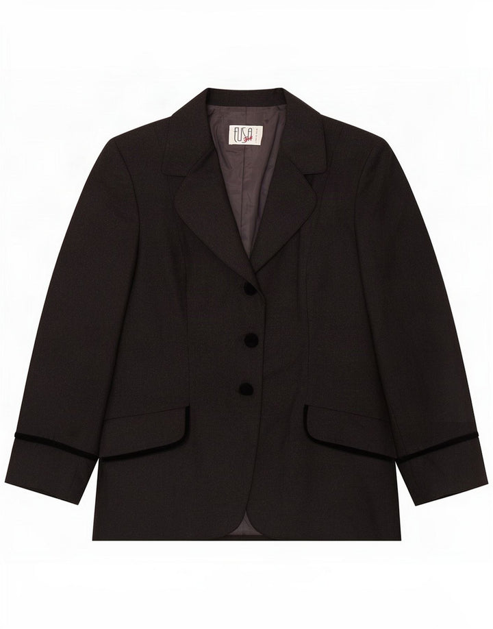 Vintage Dame 3-knaps Blazer Jacket IT 50 XL Grå Virgin Wool