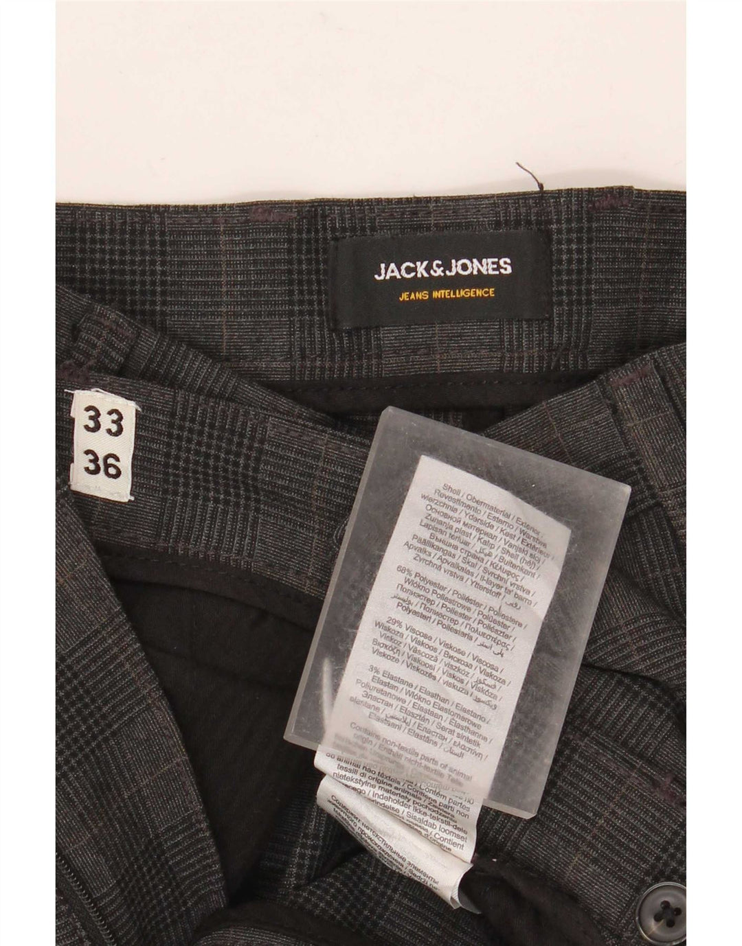 Jack & Jones Herre Marco Slim Chino Bukser W33 L36 Grå ternet polyester