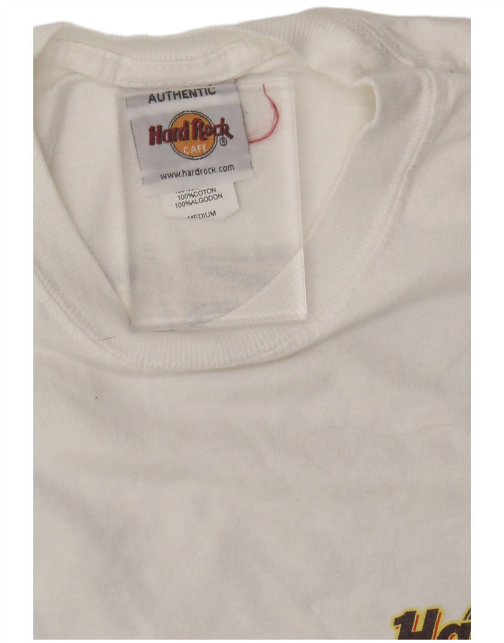 HARD ROCK CAFE Mens Lisbon Graphic T-Shirt Top Medium White Cotton
