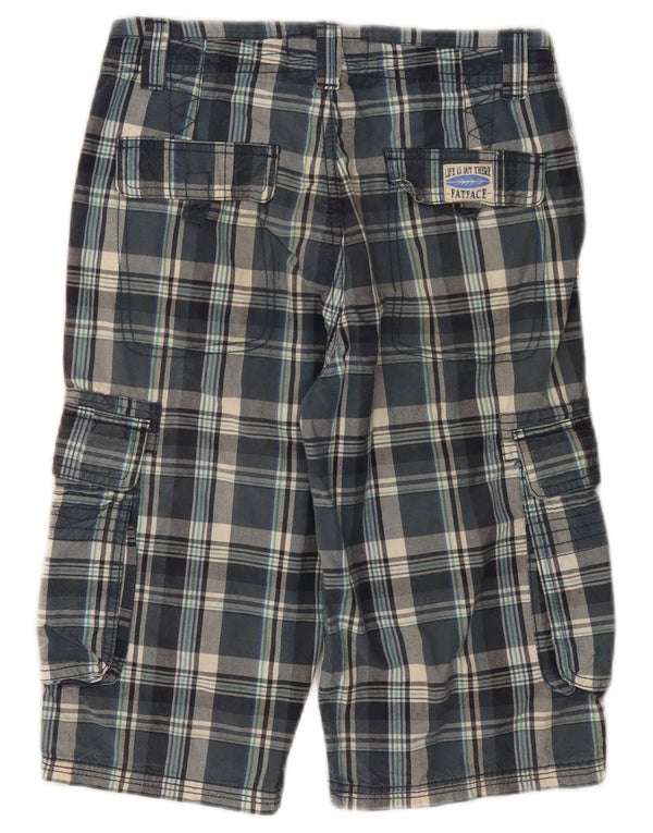 FAT FACE Drenge Cargo Bermuda Shorts 12-13 år W26 blå ternet bomuld