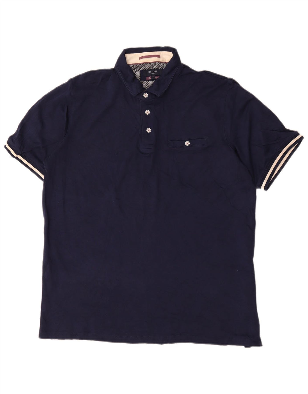 Ted Baker herre polo shirt str. 5 XL marineblå bomuld