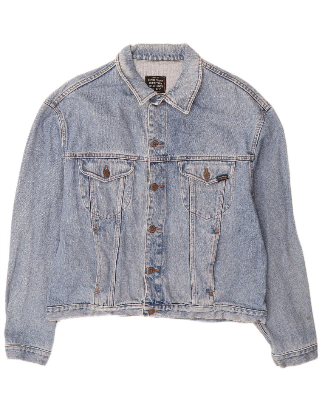 BENETTON Denimjakke til mænd IT 52 XL Blå Bomuld
