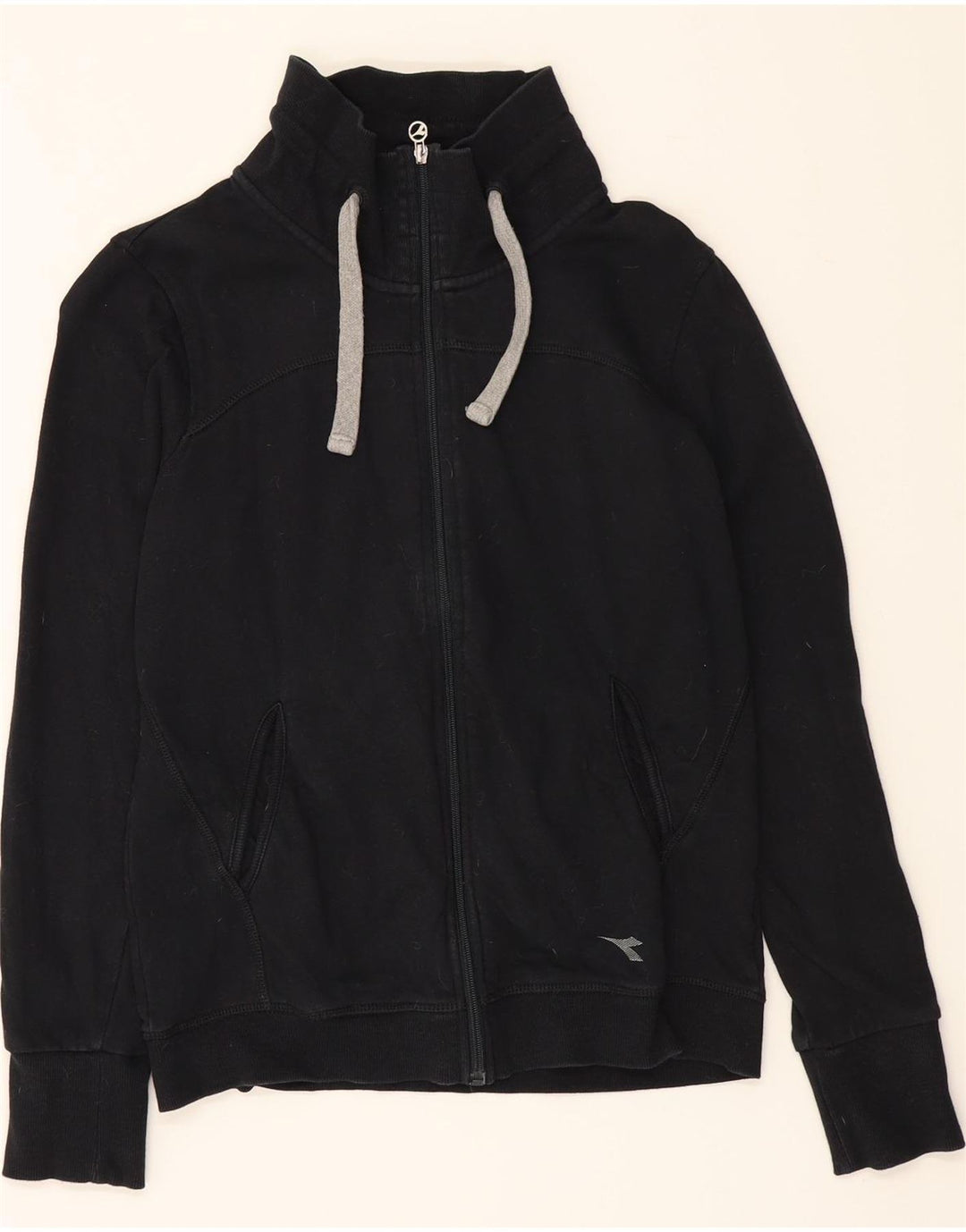 DIADORA Womens Tracksuit Top Jacket UK 10 Small Navy Blue Cotton Vintage Diadora and Second-Hand Diadora from Messina Hembry 