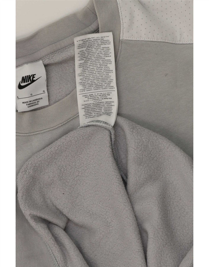 Nike grafisk sweatshirt til mænd, stor grå farveblok bomuld
