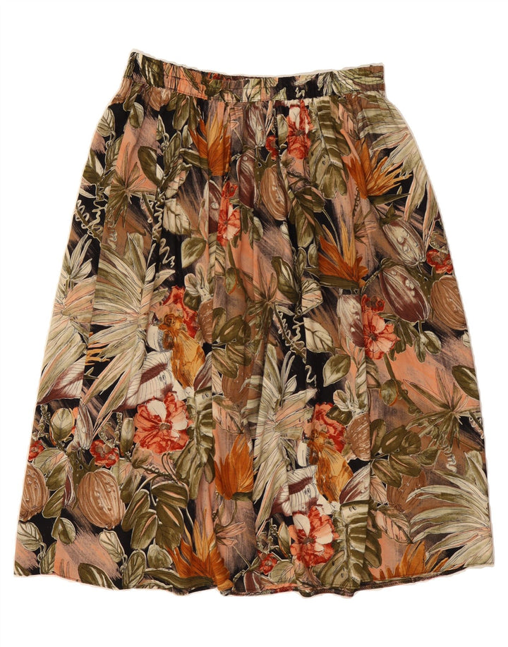 VINTAGE Womens Flared Skirt IT 44 Medium W31 Multicoloured Floral Viscose Vintage Vintage and Second-Hand Vintage from Messina Hembry 