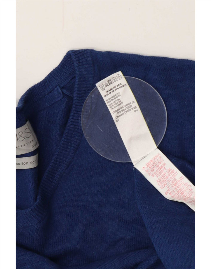 Marks & Spencer Herre Regular Fit V-hals sweater mellemblå bomuld