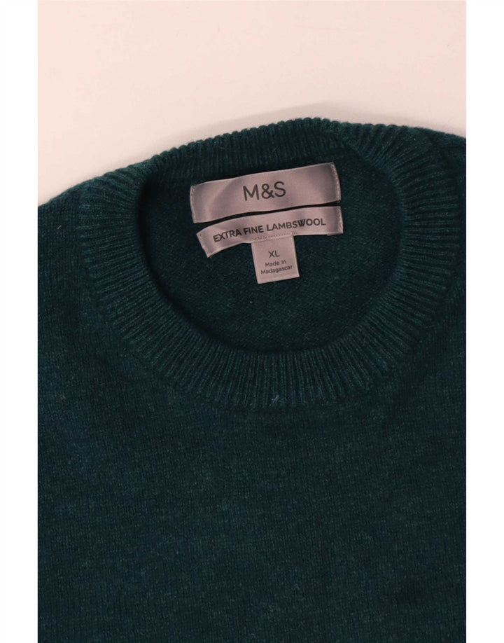 Marks & Spencer Herre sweater med rund hals XL Grøn lammeuld
