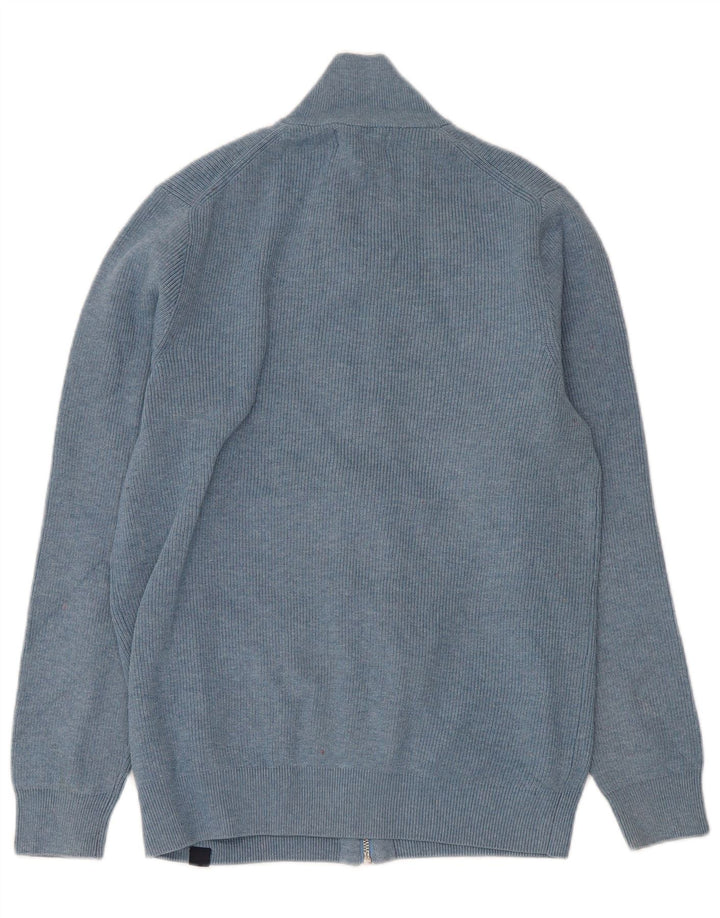 Marks & Spencer Herre cardigan sweater med fuld lynlås, lille blå polyester