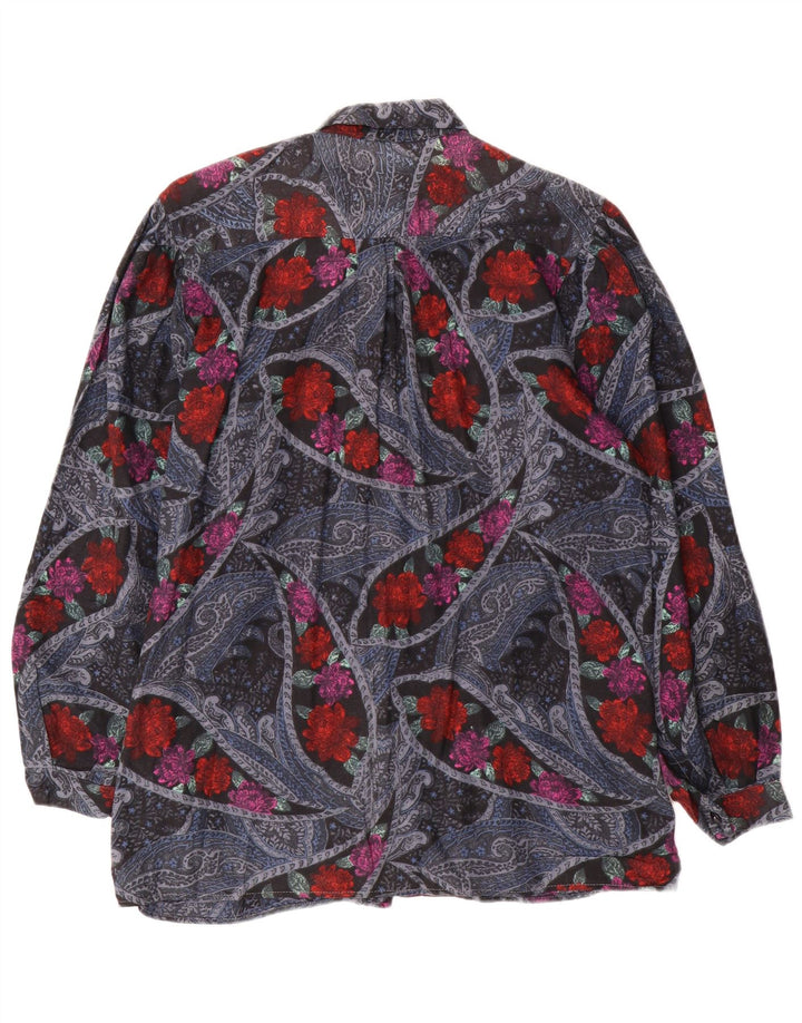 VINTAGE Dameskjorte UK 16 Large Multicolored Floral