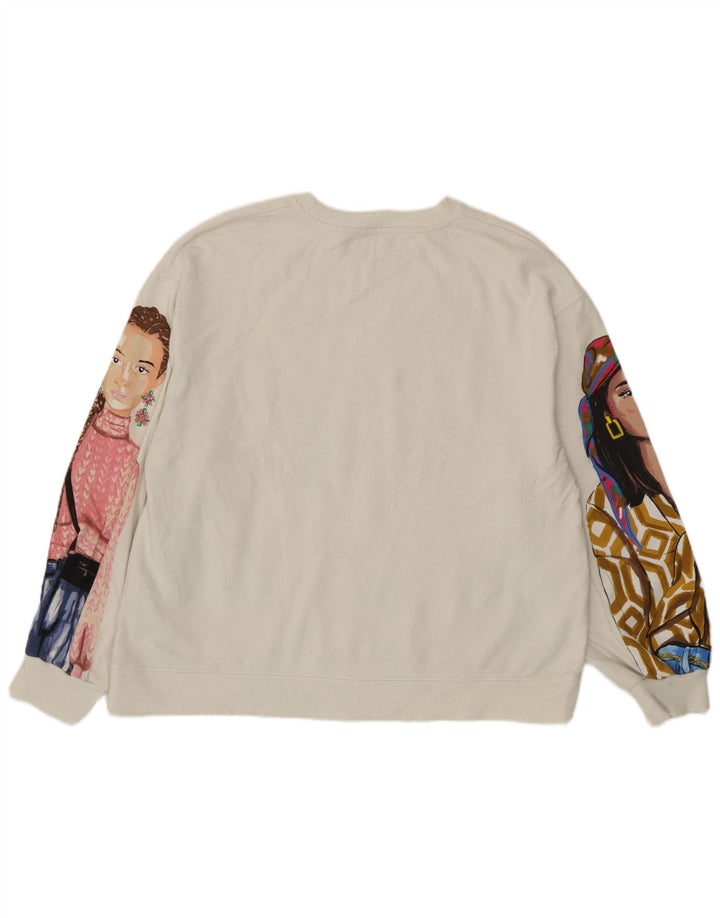 Zara sweatshirt med abstrakt mønster til kvinder UK 14 Medium Off White