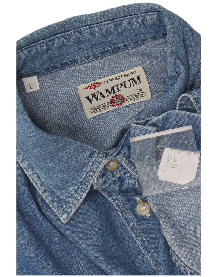 Wampum Herre Denim Skjorte Stor Blå Bomuld