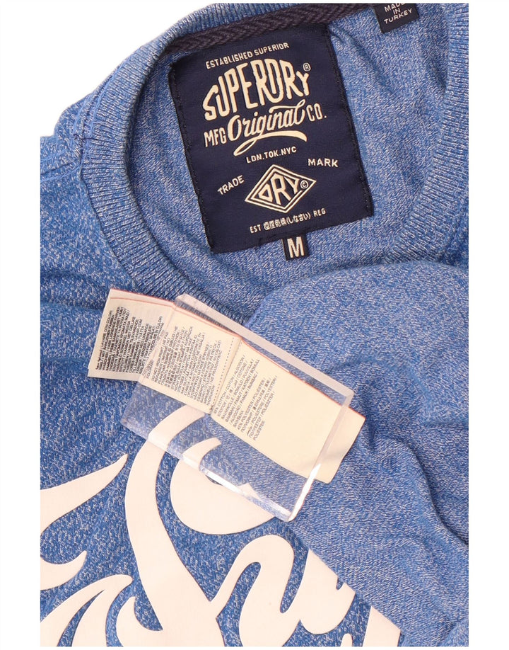 Superdry grafisk t-shirt til mænd, mellemblå flækket bomuld