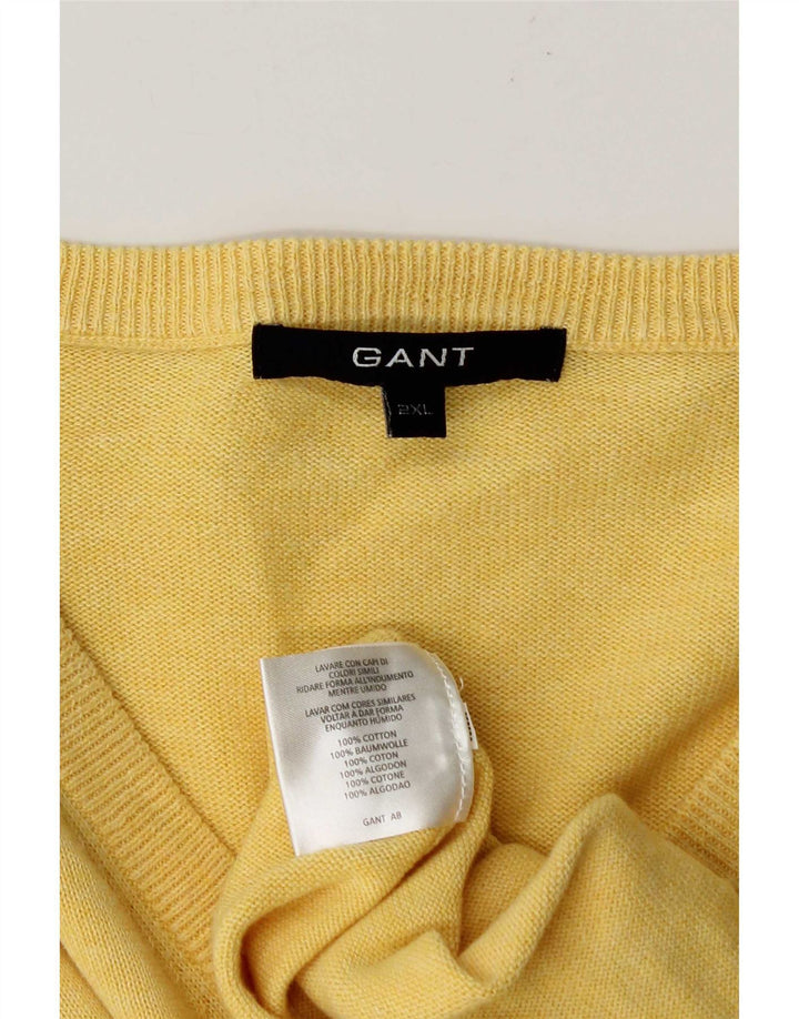 Gant Herre V-hals sweater 2XL gul bomuld