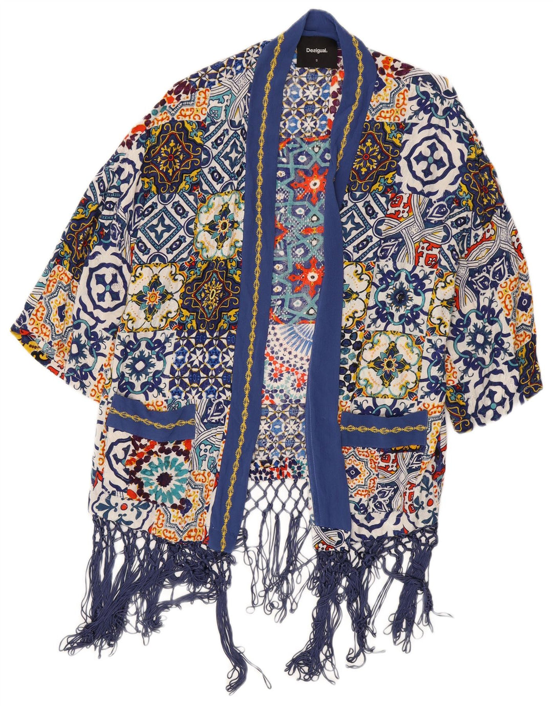 Desigual Dame Oversized Cardigan Top UK 10 Small Multicolored Viscose