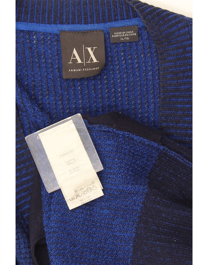 Armani Exchange Herre Full Zip Neck Jumper Sweater XL Navy Blue Rayon