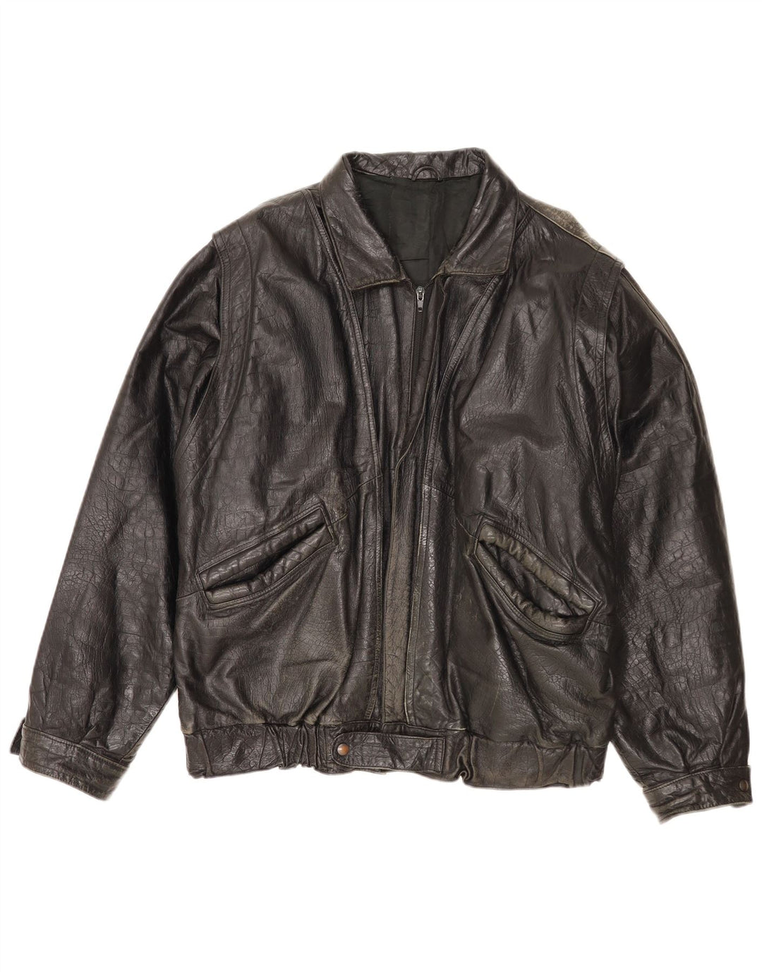 Vintage herre læderjakke IT 52 XL sort læder