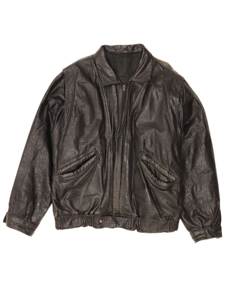 Vintage herre læderjakke IT 52 XL sort læder