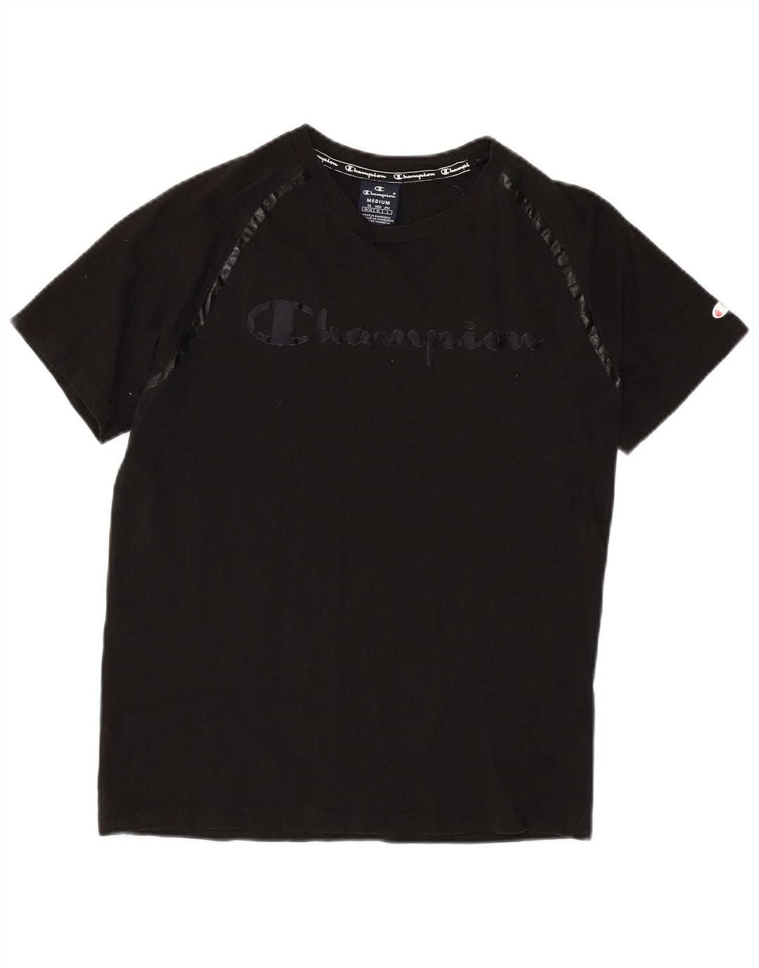 Champion Dame Grafisk T-Shirt Top UK 14 Medium Sort