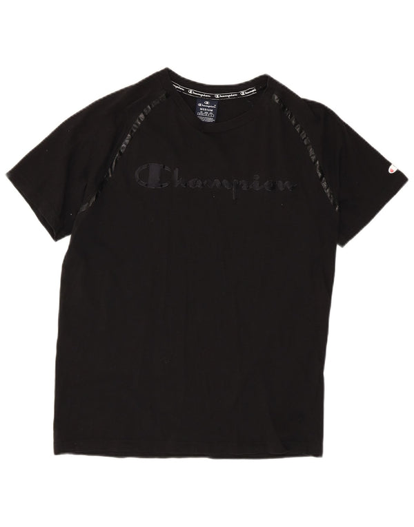 Champion Dame Grafisk T-Shirt Top UK 14 Medium Sort