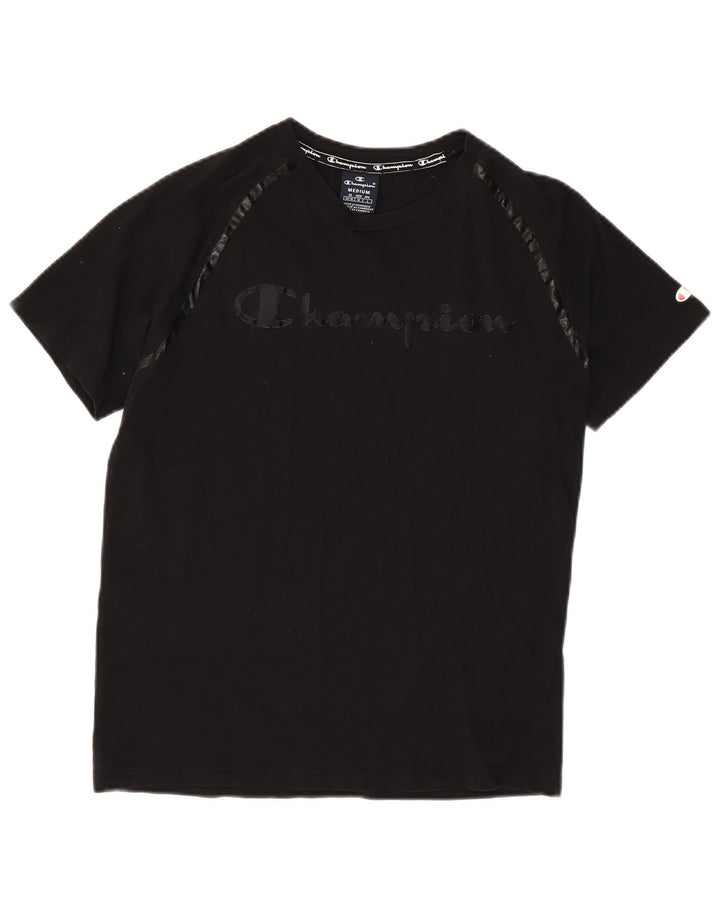 Champion Dame Grafisk T-Shirt Top UK 14 Medium Sort