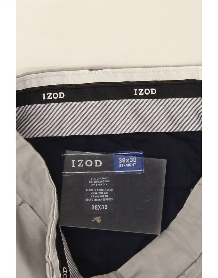 IZOD Lige Chinobukser til mænd W38 L30 Grå bomuld