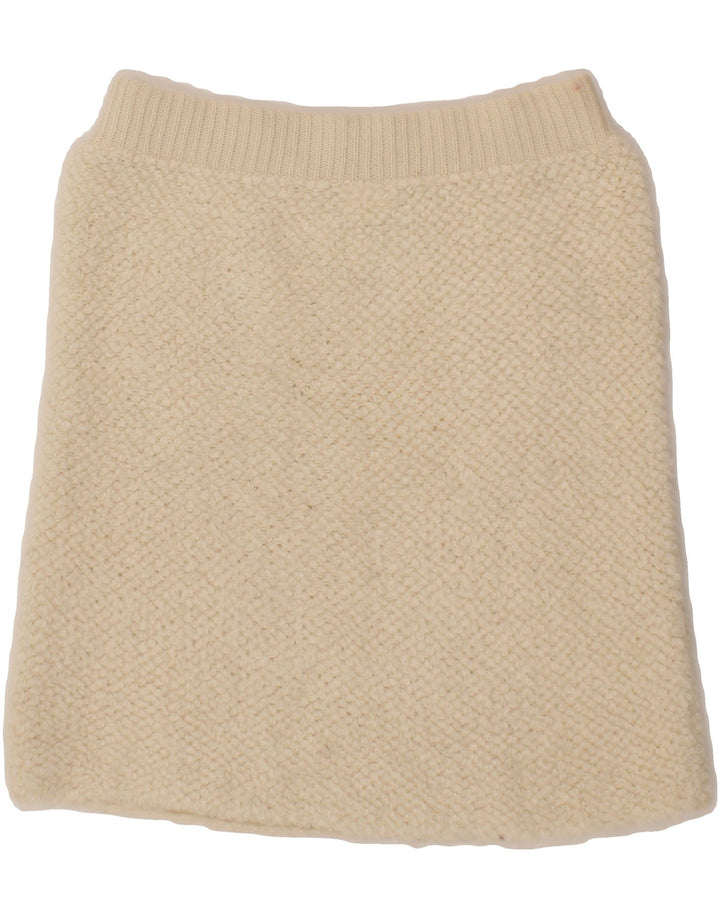 BENETTON Womens A-Line Skirt Small W26 Off White Wool Vintage Benetton and Second-Hand Benetton from Messina Hembry 