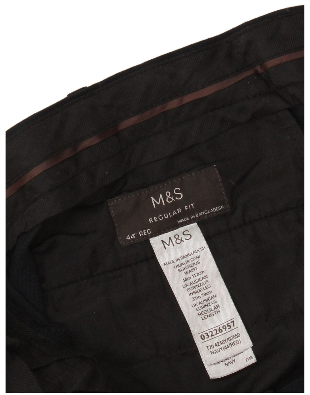 Marks & Spencer Herre Regular Fit Casual Bukser W44 L31 Marineblå