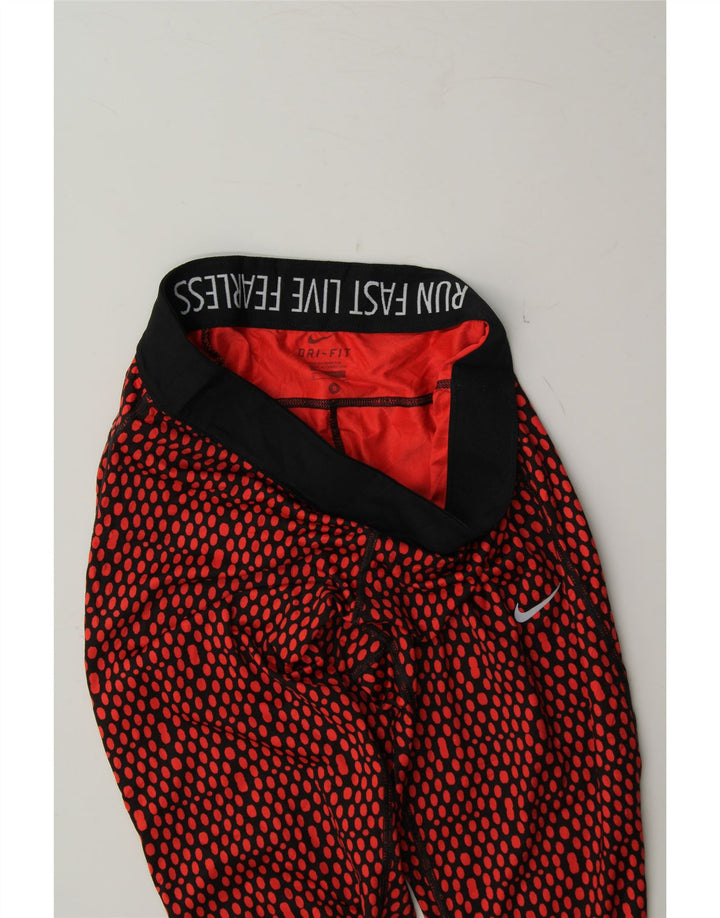 NIKE Womens Dri Fit Leggings UK 10 Small  Red Spotted Polyester Vintage Nike and Second-Hand Nike from Messina Hembry 