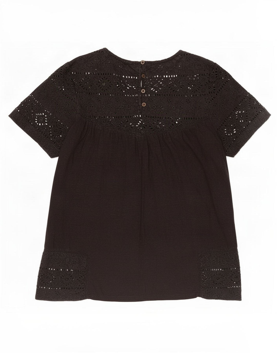 Fat Face Dame Bluse Top UK 10 Small Black Floral Bomuld