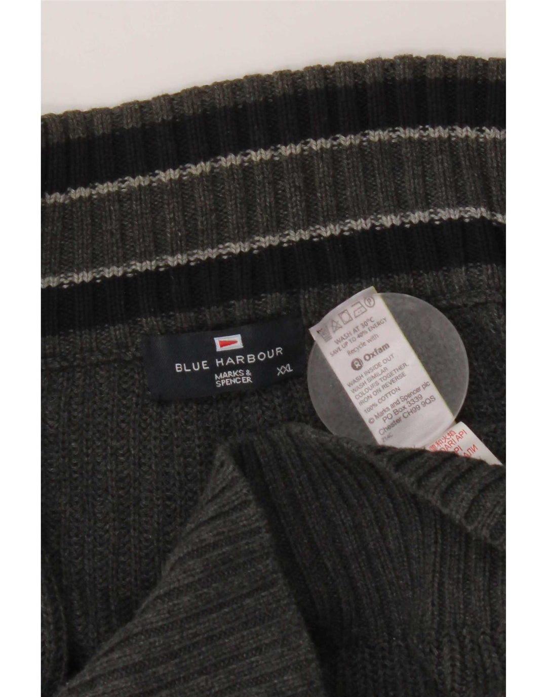 Marks & Spencer Herre Blue Harbor Cardigan Sweater 2XL Grå Bomuld