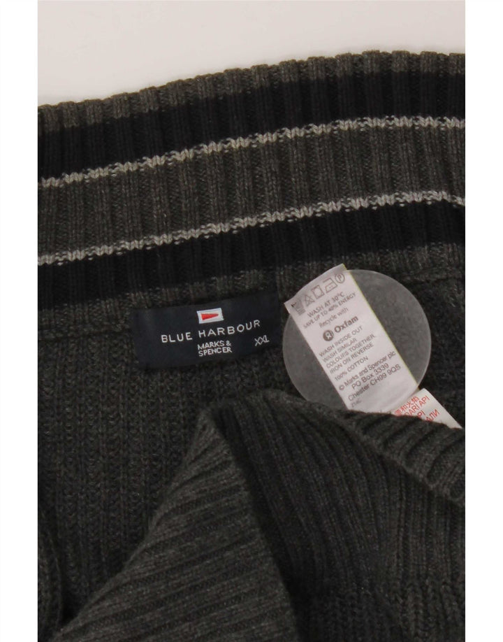 Marks & Spencer Herre Blue Harbor Cardigan Sweater 2XL Grå Bomuld
