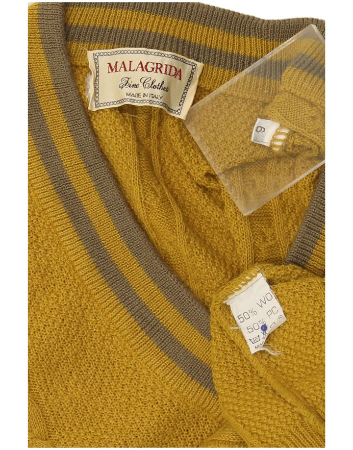 MALAGRIDA Dame Oversized V-hals sweater US 6 Medium Gul Uld