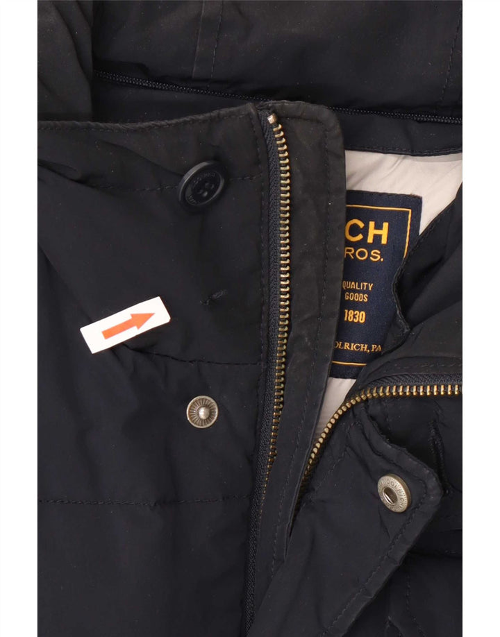 Woolrich Herre hættepolstret jakke UK 36 Small Navy Blue Polyester
