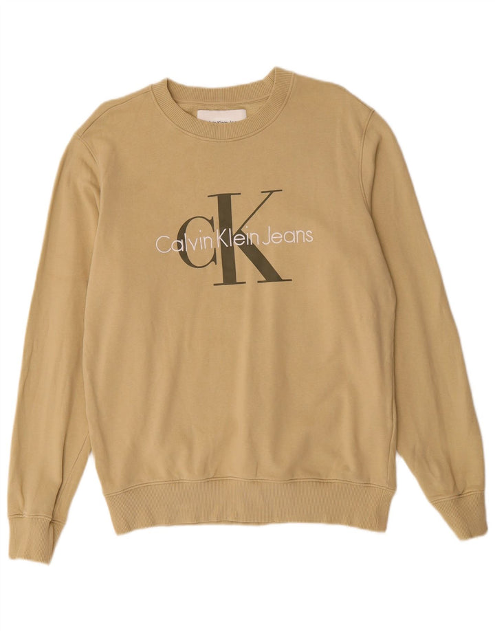 CALVIN KLEIN JEANS Grafisk sweatshirt til mænd Medium Beige Bomuld