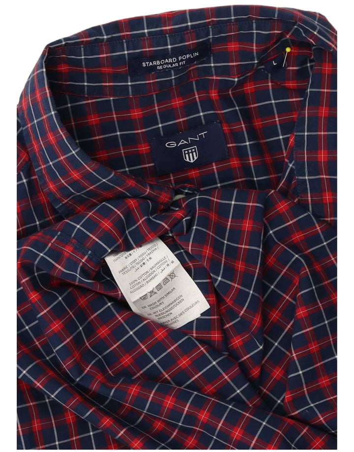 Gant herre styrbord poplin kortærmet skjorte stor marineblå ternet