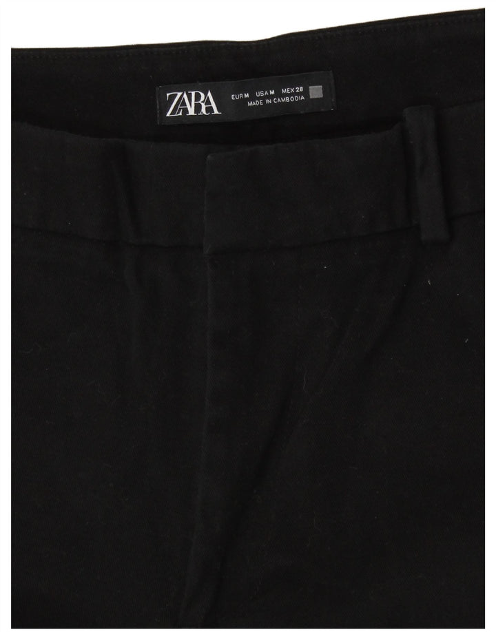 Zara Straight Cropped Bukser Medium W28 L26 Sort Bomuld