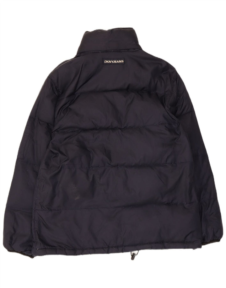 Dkny Dame Oversized Polstret Jakke UK 10 Small Navy Blue Nylon