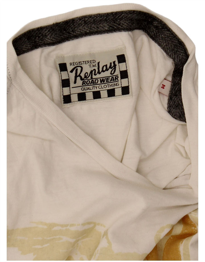 Replay Herre Grafisk T-Shirt Top Medium White