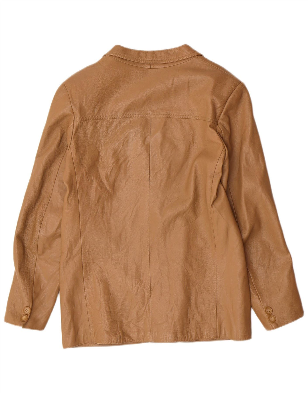 Vintage Dame 2 Button Blazer Jacket IT 44 Medium Beige Læder Classic