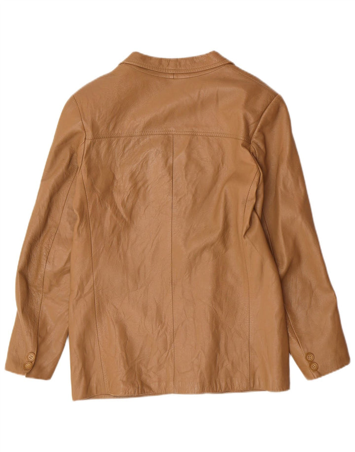 Vintage Dame 2 Button Blazer Jacket IT 44 Medium Beige Læder Classic