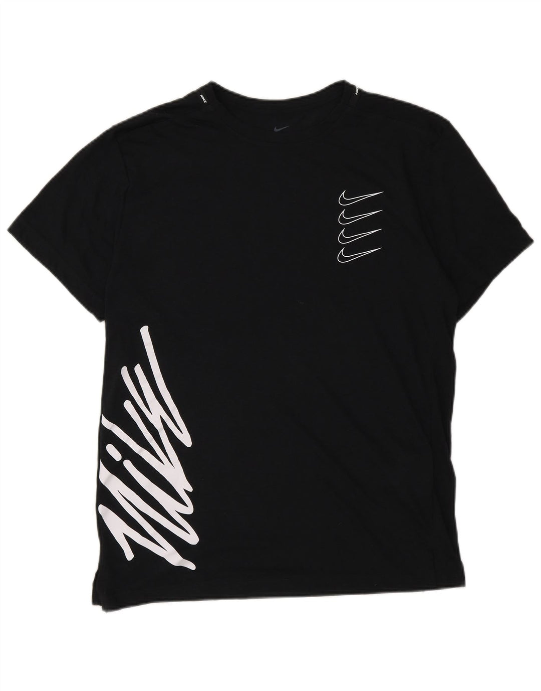 Nike Herre Dri Fit Standard Fit Grafisk T-shirt Top Lille sort polyester