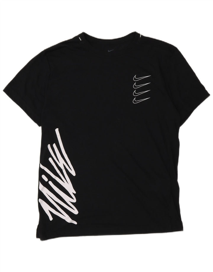 Nike Herre Dri Fit Standard Fit Grafisk T-shirt Top Lille sort polyester