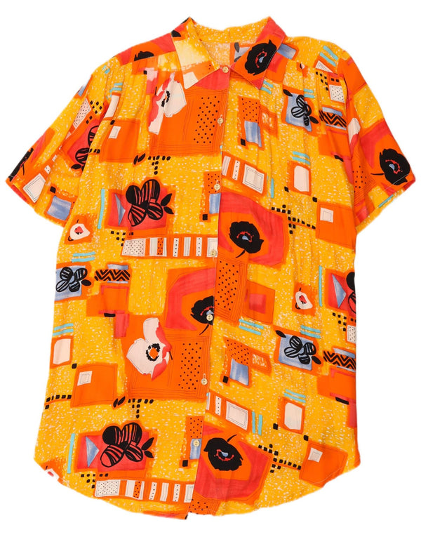 Vintage dameskjortekjole UK 22 3XL gul patchwork