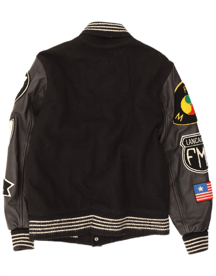 Franklin Marshall Herre Grafisk Varsity Jacket UK 36 Small Black Colourblock