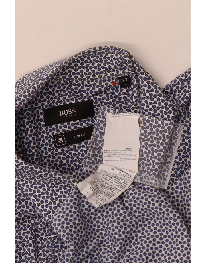 Hugo Boss Herre abstrakt mønster Slim Fit skjorte størrelse 43 17 XL Marineblå