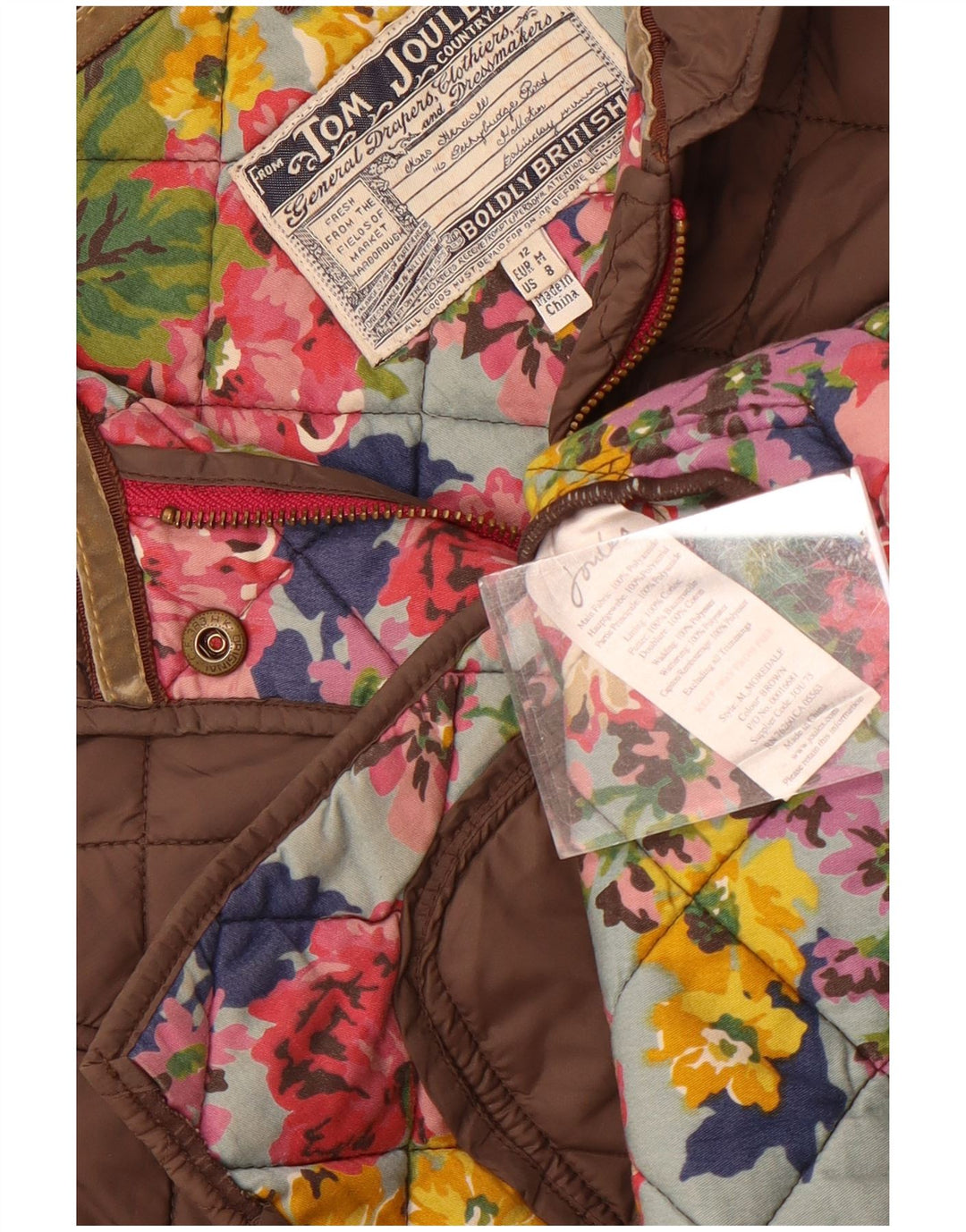 Joules Quiltet jakke til kvinder UK 12 Mellemgrå bomuld