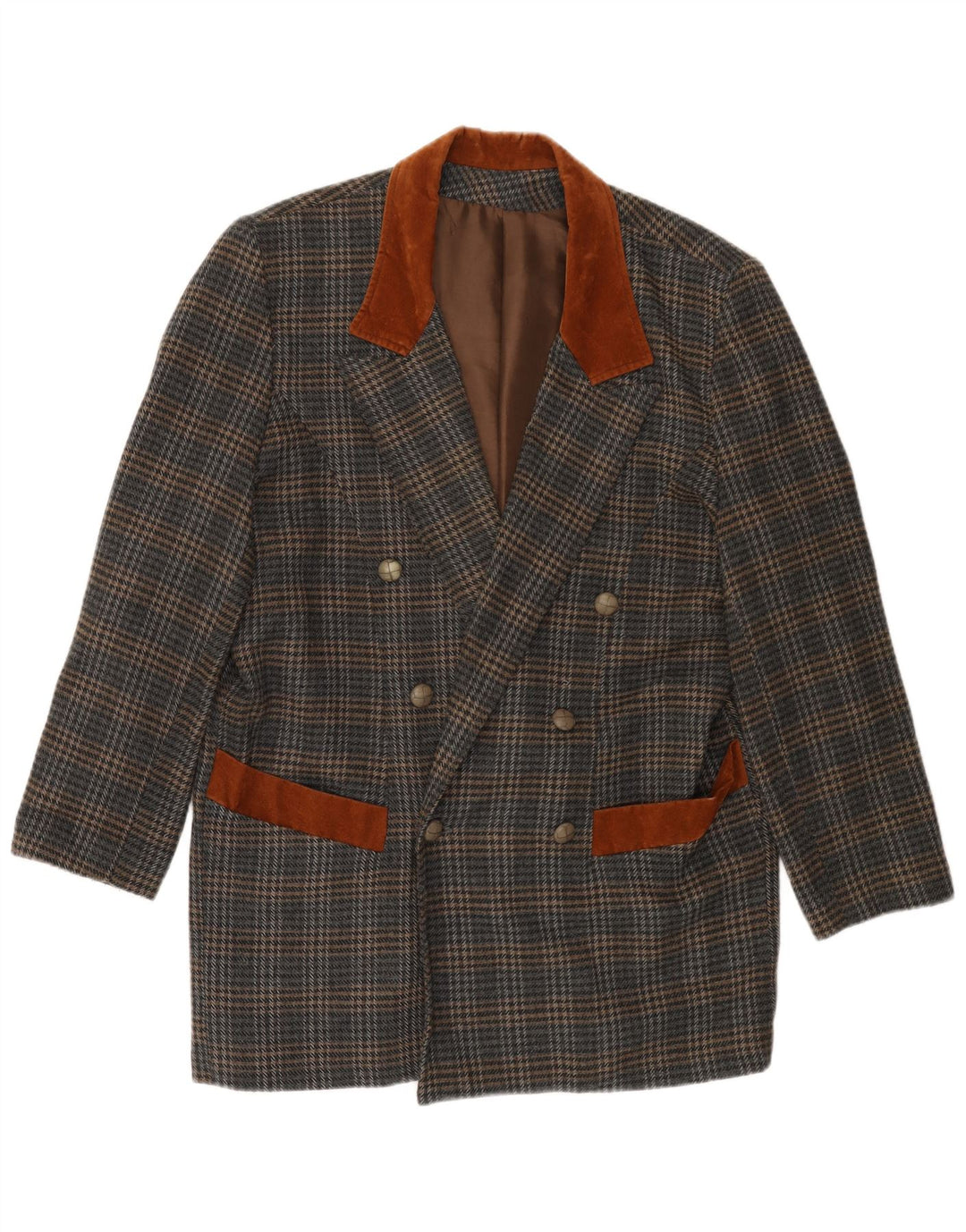 VINTAGE Herre Longline Blazer Jacket UK 40 Large Grey Houndstooth